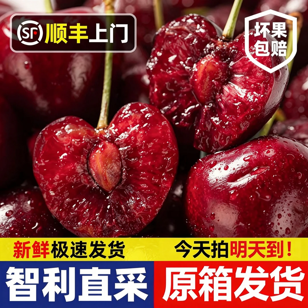 进口原箱顺丰包邮2J-4J海运5斤桑提娜内附果径卡智利车厘子桑提娜樱桃智利共和国