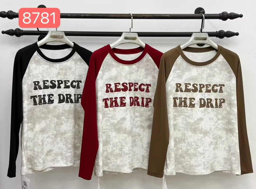 8781早秋新款扎染字母百搭衫