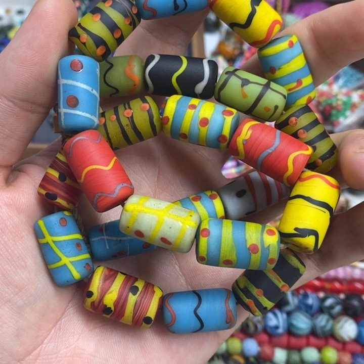 琉璃颈饰非洲手绘琉璃管