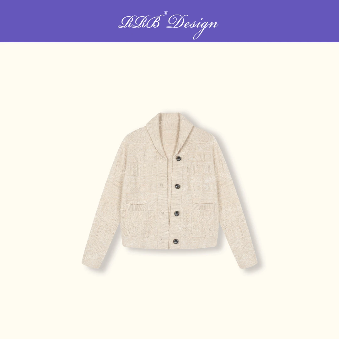 RRB Design「绅装时刻」苎麻+棉宽松单排扣钩花长袖针织衫开衫外套