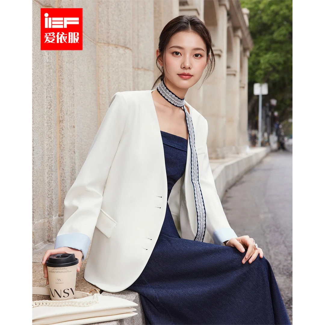 商场同款新品IEF/爱依服2025春季新款潮酷撞色高级中西装欧若风