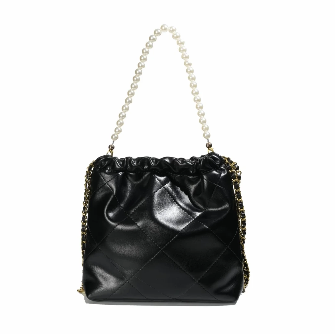 2025夏季新款菱格绣线单肩斜挎包小香垃圾袋包包6695