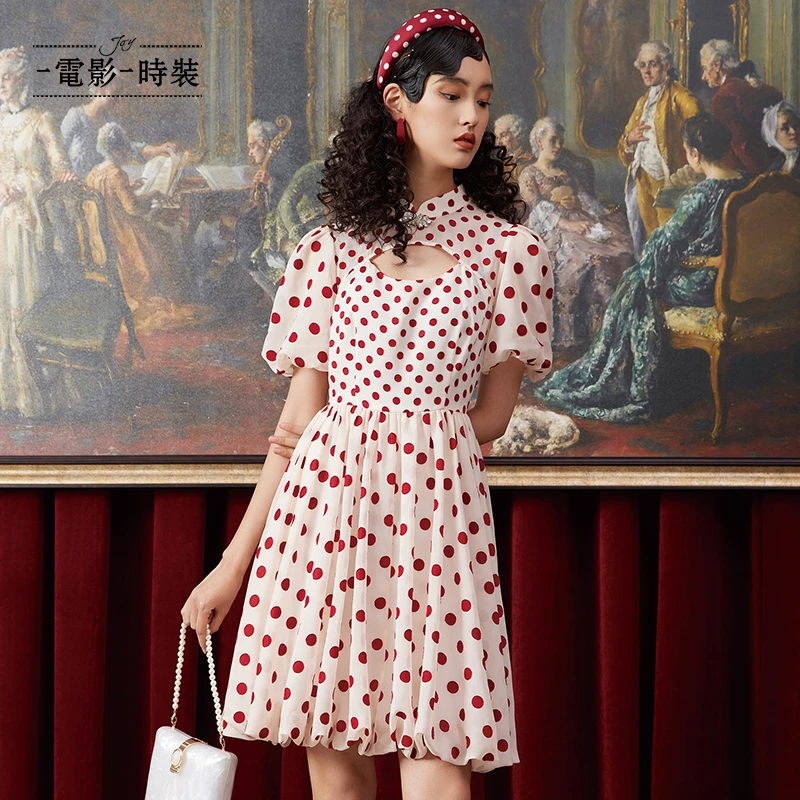 【小朱专享】一电影一时装夏季镂空收腰法式女装连衣裙FCBL123556