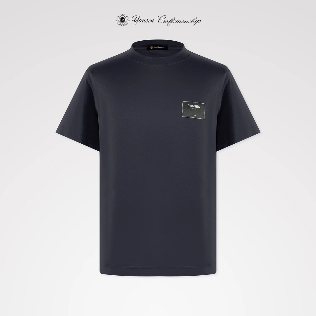 【黑标系列】液氮凉感定制面料狼牙包边绣印花装饰圆领短袖T恤 Y045