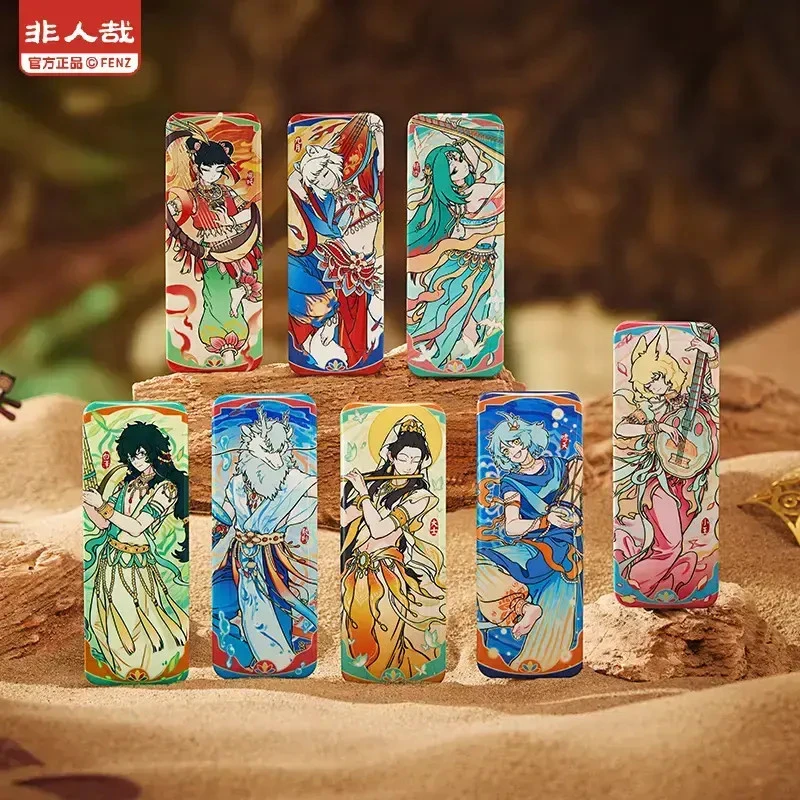 非人哉x敦煌画院联名 伎乐飞天系列【直播帮拆】方形马口铁徽章盲盒
