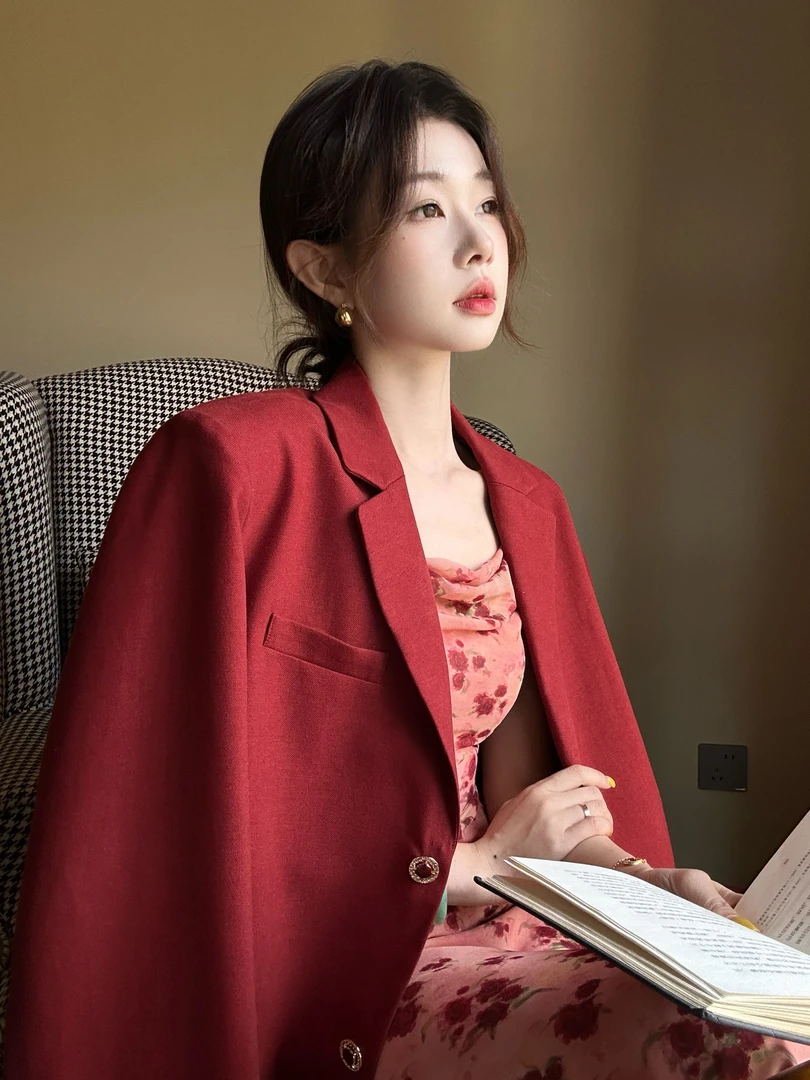 EIA一尧【柏林秋日】气质复古高级廓形西装女显白经典平驳领外套秋