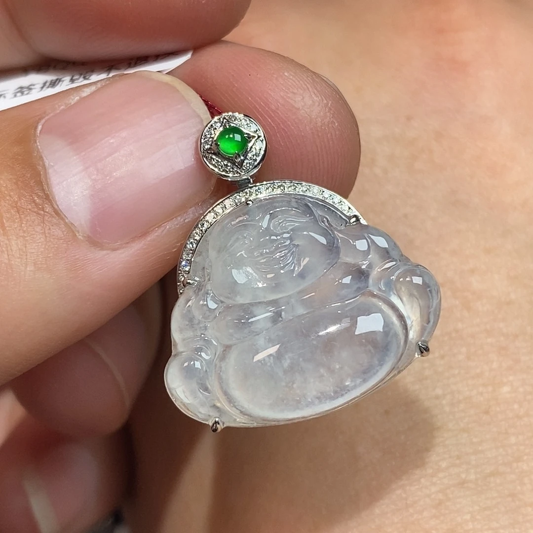 翡翠颈饰18K金镶嵌佛公