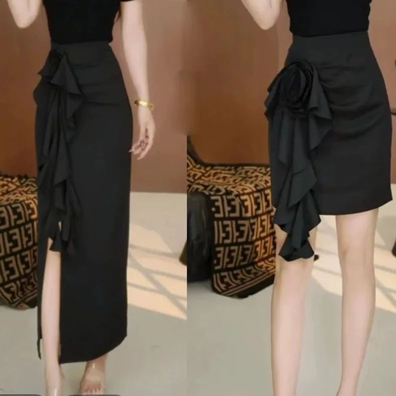 2025夏季花朵半身裙飘带气质荷叶边时尚显瘦设计新款百搭短裙