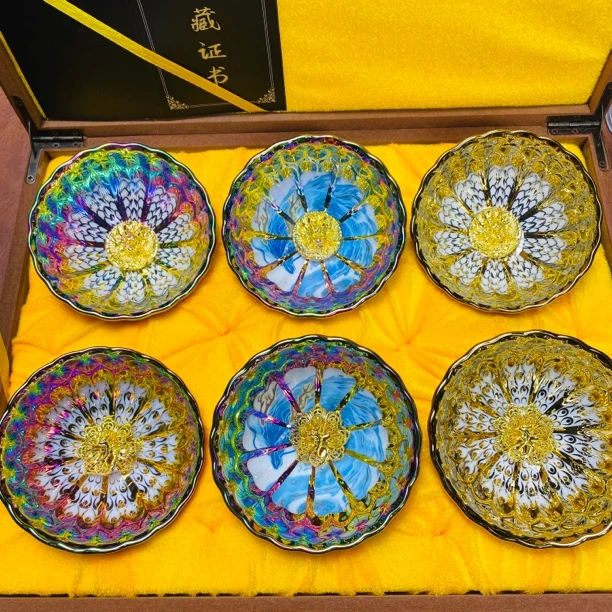 精品无瑕疵【龙凤六只杯】观赏珍藏稀缺全套正品保障瓷器直播茶杯