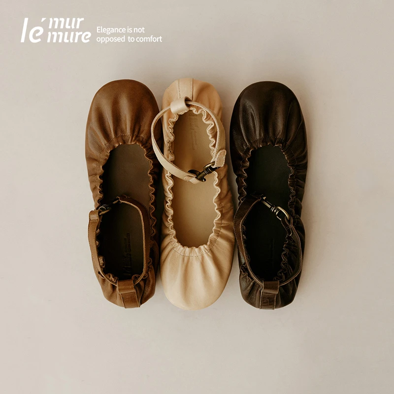 Le' Murmure 2025春季新款一字扣芭蕾舞鞋羊皮休闲百搭浅口单鞋zb