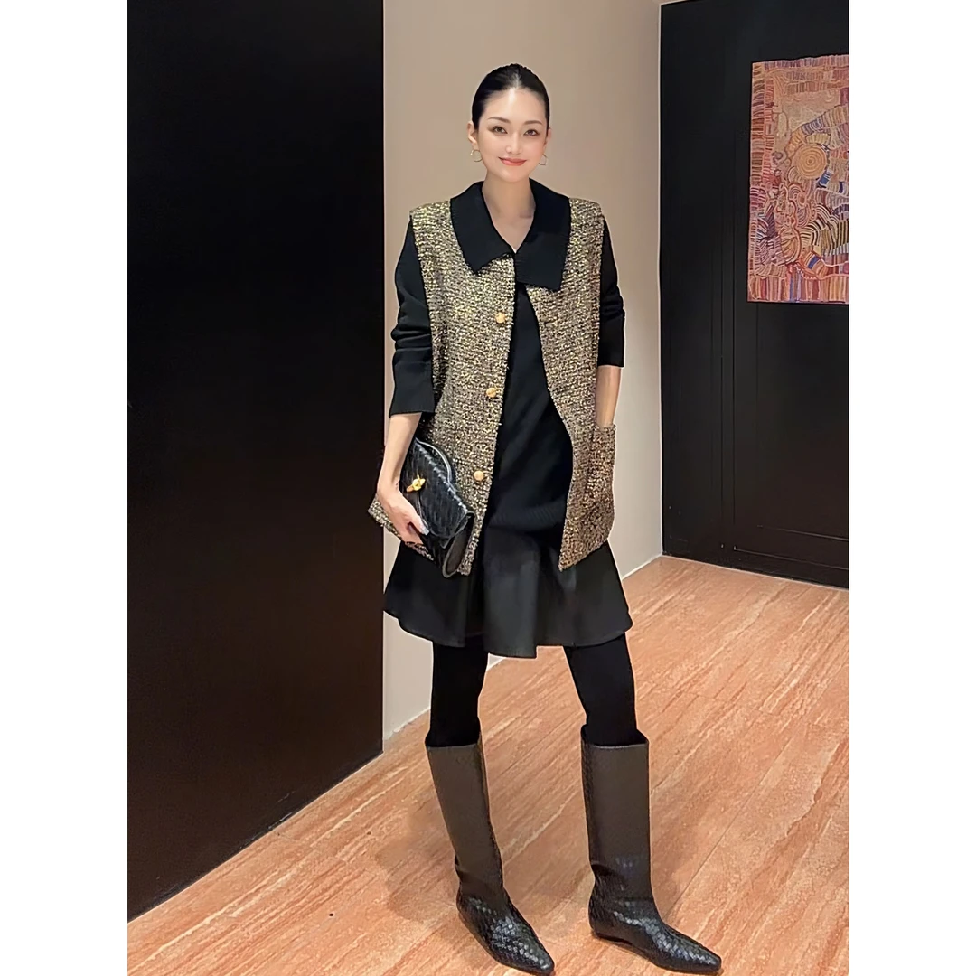 紫紫  古金尼马甲   典藏系列绵羊毛肌理暖雾妮呢马甲ZD10WZHJ301