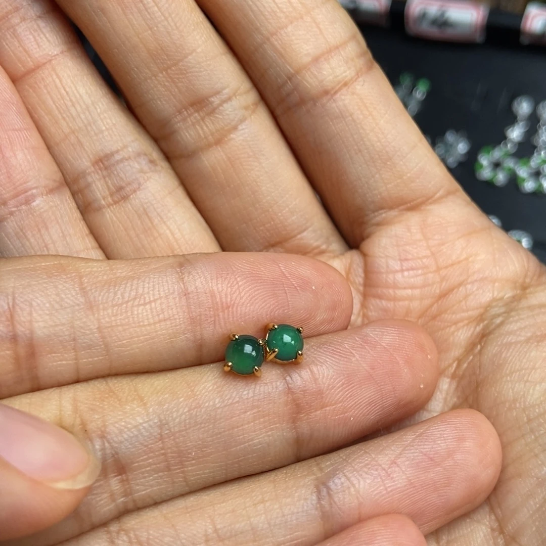 翡翠银S925镶嵌耳饰