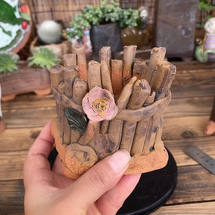 手工粗陶透气高温花盆，1008