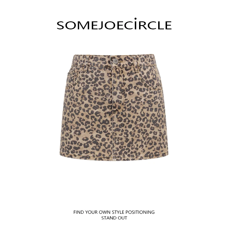 SOMEJOECIRCLE【小素原厂】25秋季新款豹纹A字短裤牛仔裙女Z6929