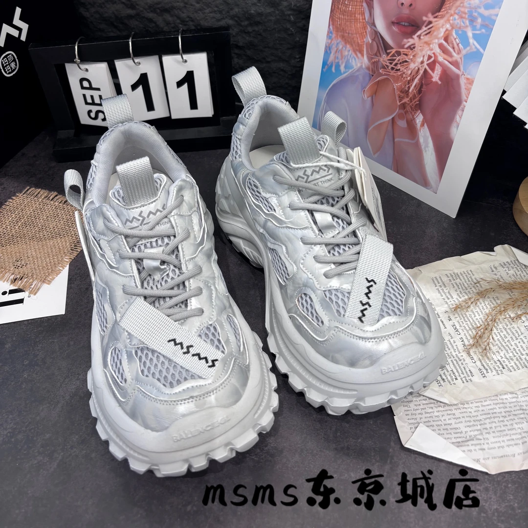 玛莎玛索早秋新款银色圆头厚底老爹鞋女鞋