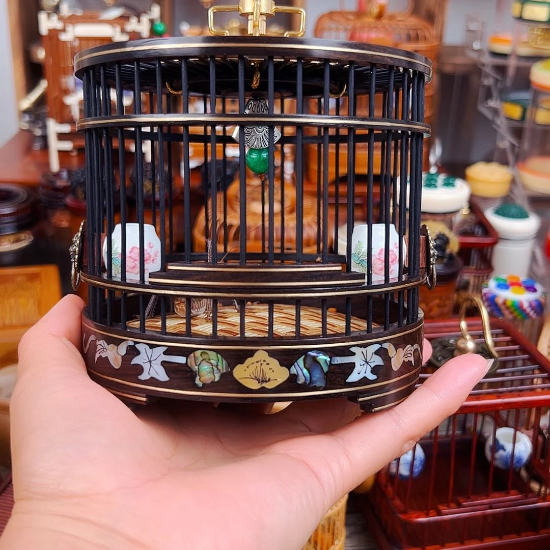 竹福利款紫光檀贝壳大圆笼➕瓷罐➕铁皮蝈蝈