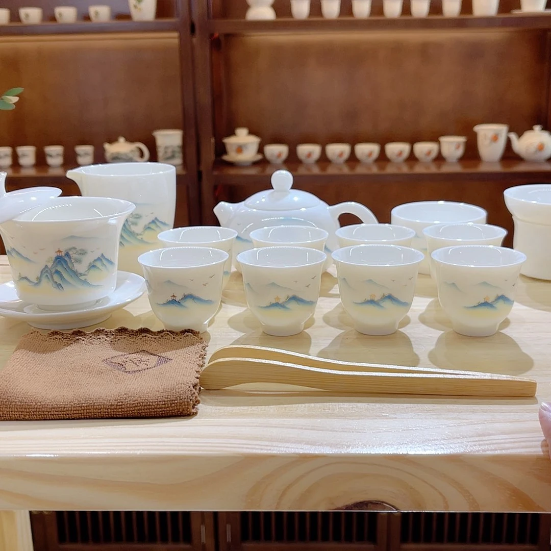 杯玄致羊脂玉瓷茶具套装