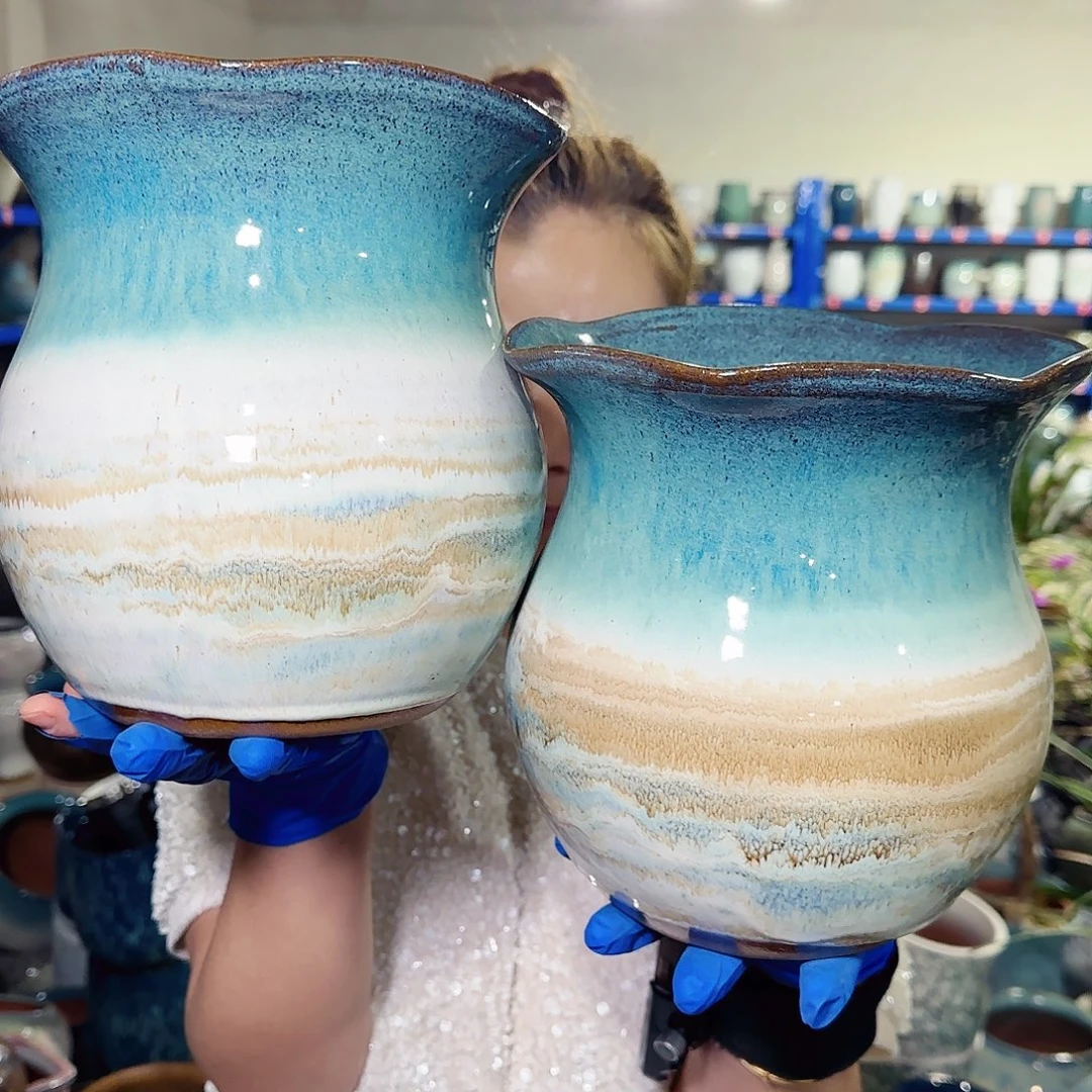 紫砂花盆高20口20