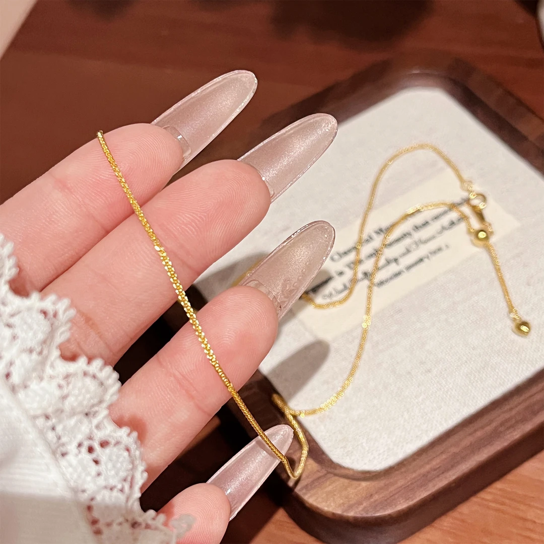 坠链均925银  【肖邦爱心】轻奢百搭简约小众金色精致抽拉项链A1219