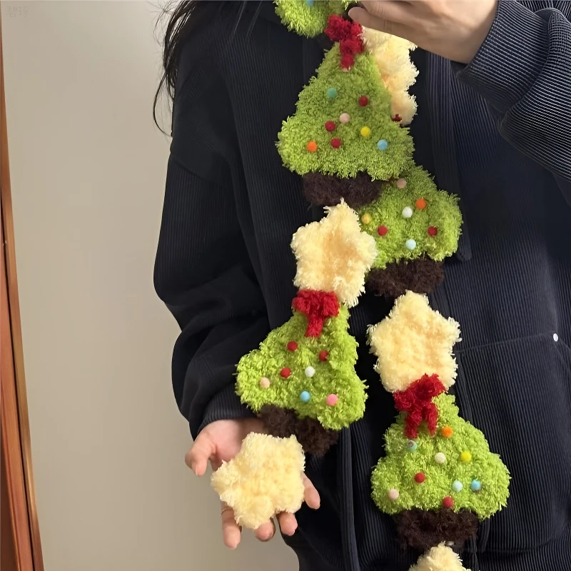 手工编织diy圣诞树雪人围巾材料包毛线钩针可爱高颜值圣诞节礼物