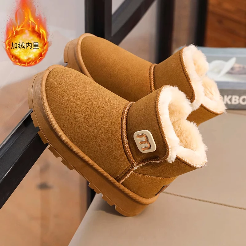 36I°断码女童皮毛一体雪地靴2025冬季爆款加绒保暖棉鞋儿童大棉靴