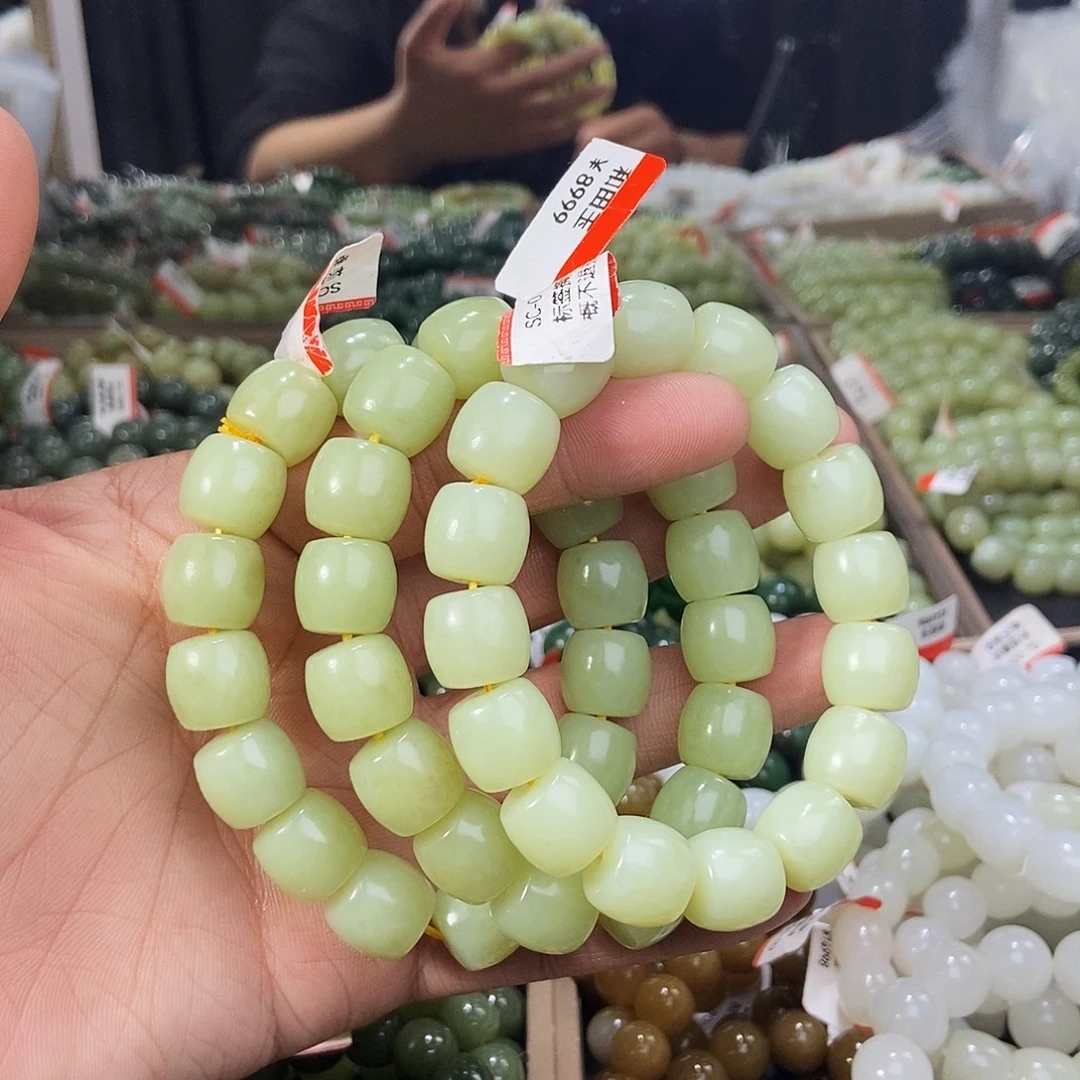 和田玉未镶嵌手串天然卡14若羌黄口多样性拍一发一