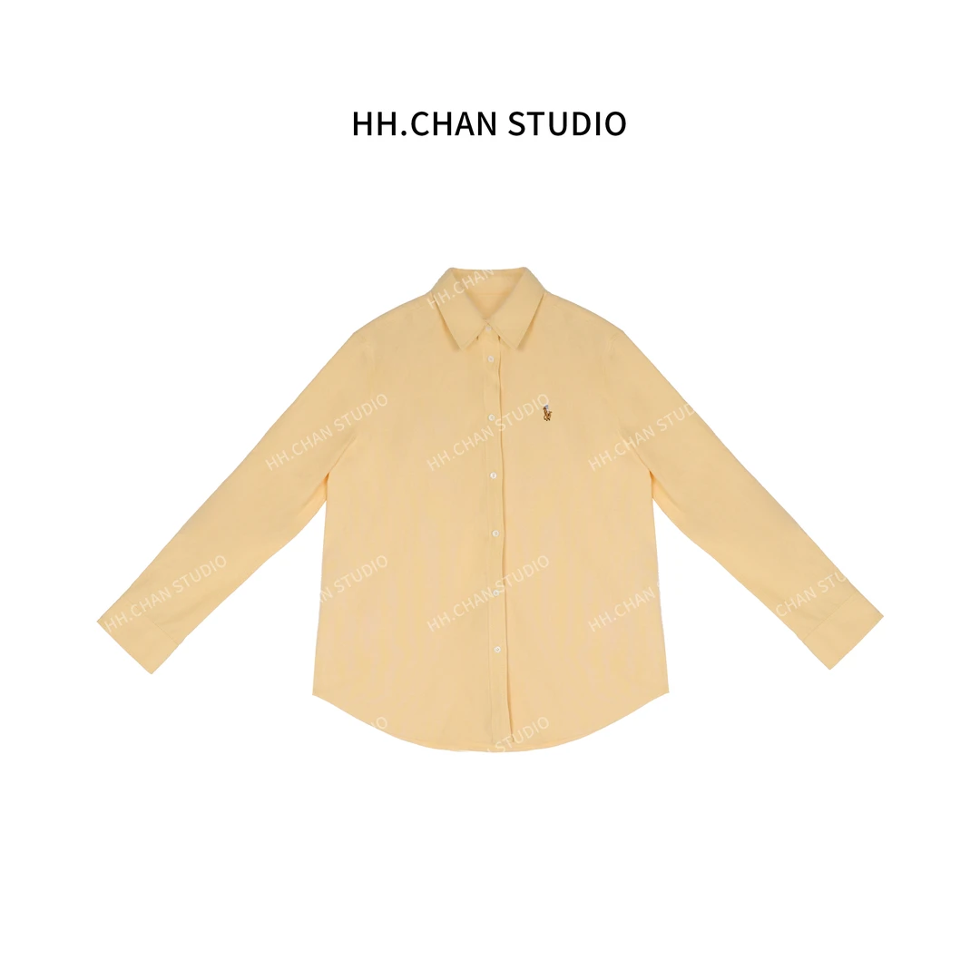HH.CHAN“亮色经典”2025春夏精梳棉拉夫经典黄色正肩衬衫HH-7245
