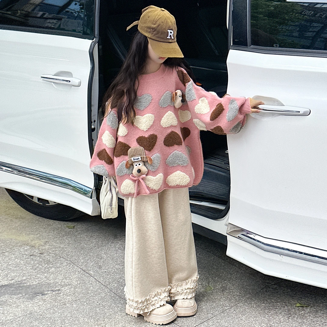 女童毛衣2025新款女大童秋冬季加厚针织上衣儿童初中生超还看冬装