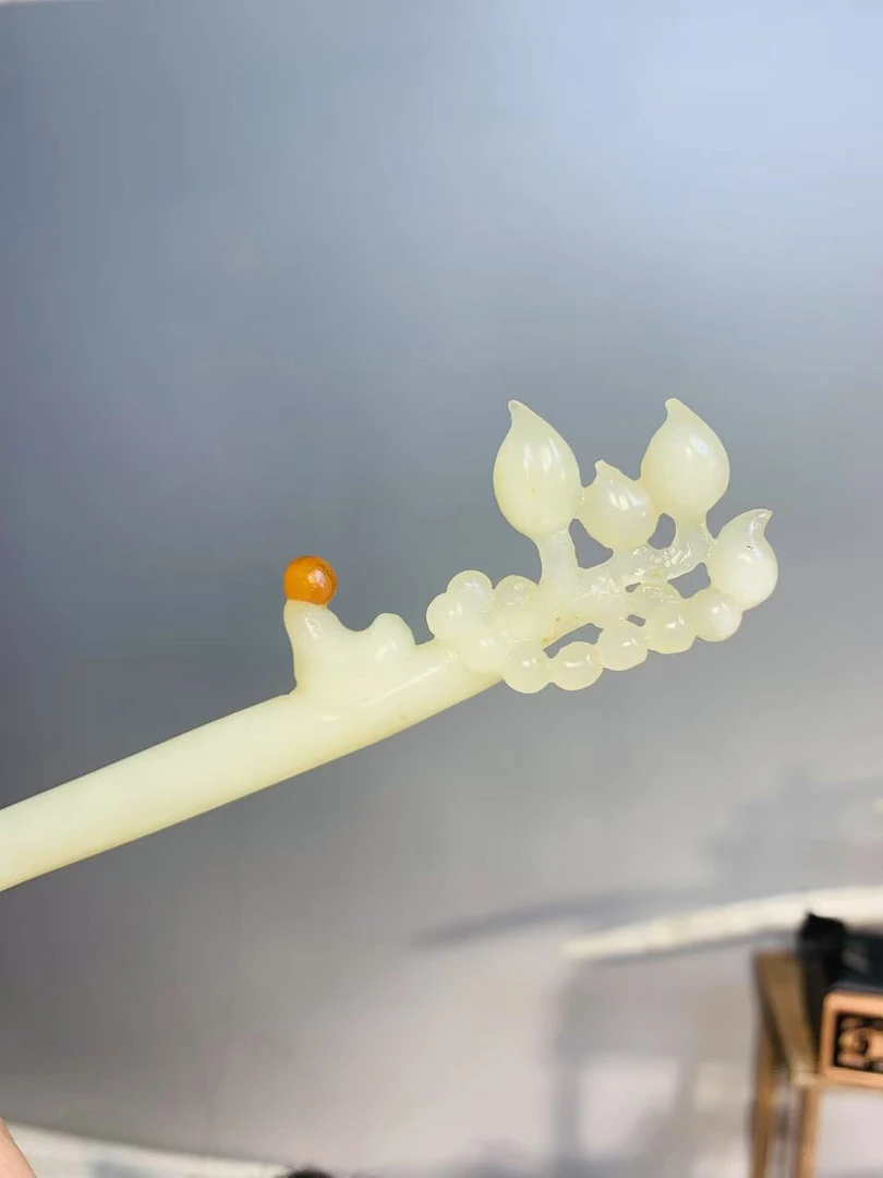 岫玉天然玉求佛悟道新式玉簪