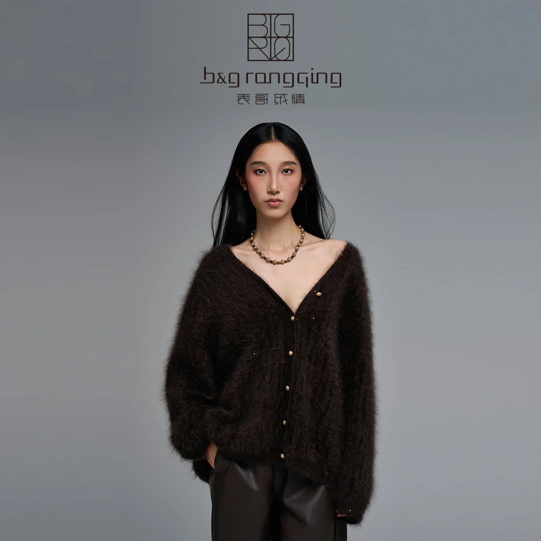 表哥羊绒情【BC元素】‘‘星芒’’100羊绒复古设计慵懒金丝V领开衫