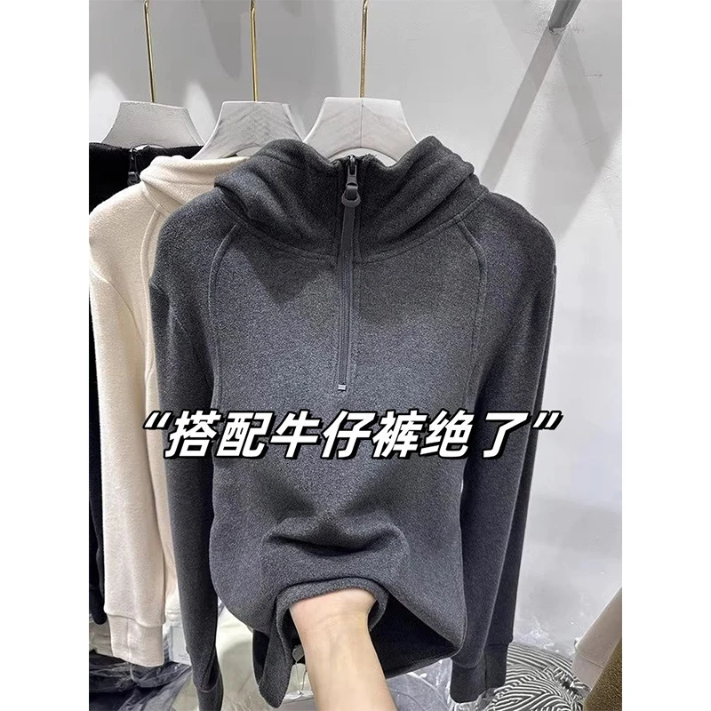 美式半拉链连帽卫衣女2026秋冬新款小衫欧货宽松时尚洋气时髦上衣