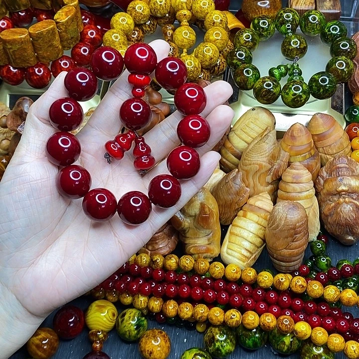 松木琥珀木文玩手串