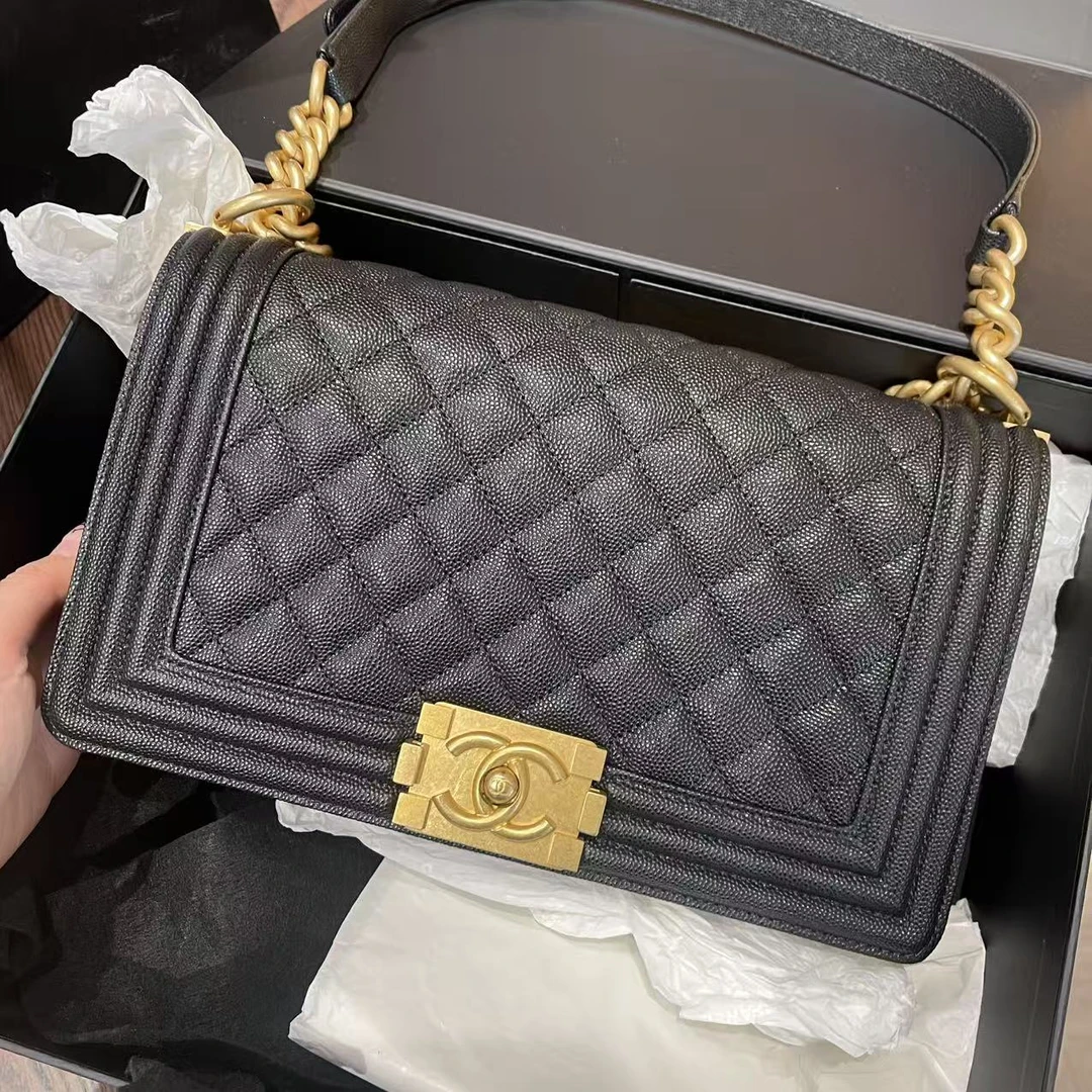 Chanel/香奈儿 单肩包 黑金Leboy中号 芯片款 mx9175/2512