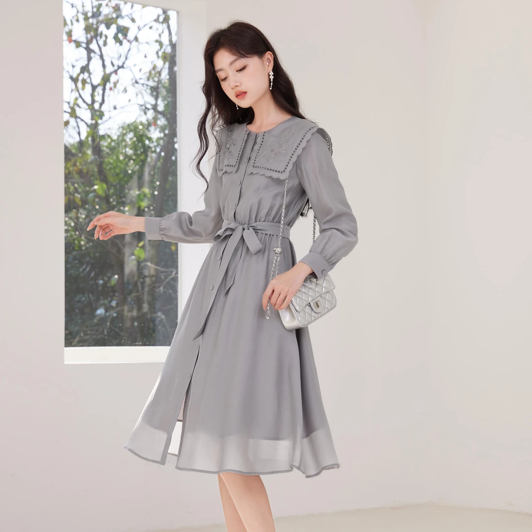 Q841278连衣裙 香影休闲白搭时尚显瘦春新款连衣裙