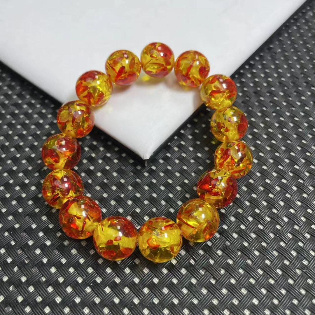 【喜利】QA3102圆珠花珀13m手串/多样性发一精致奇石