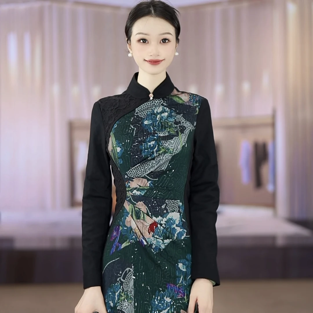 【玉骨冰肌】SUSSI/古色25红色红装宴会修身旗袍裙连衣裙女装