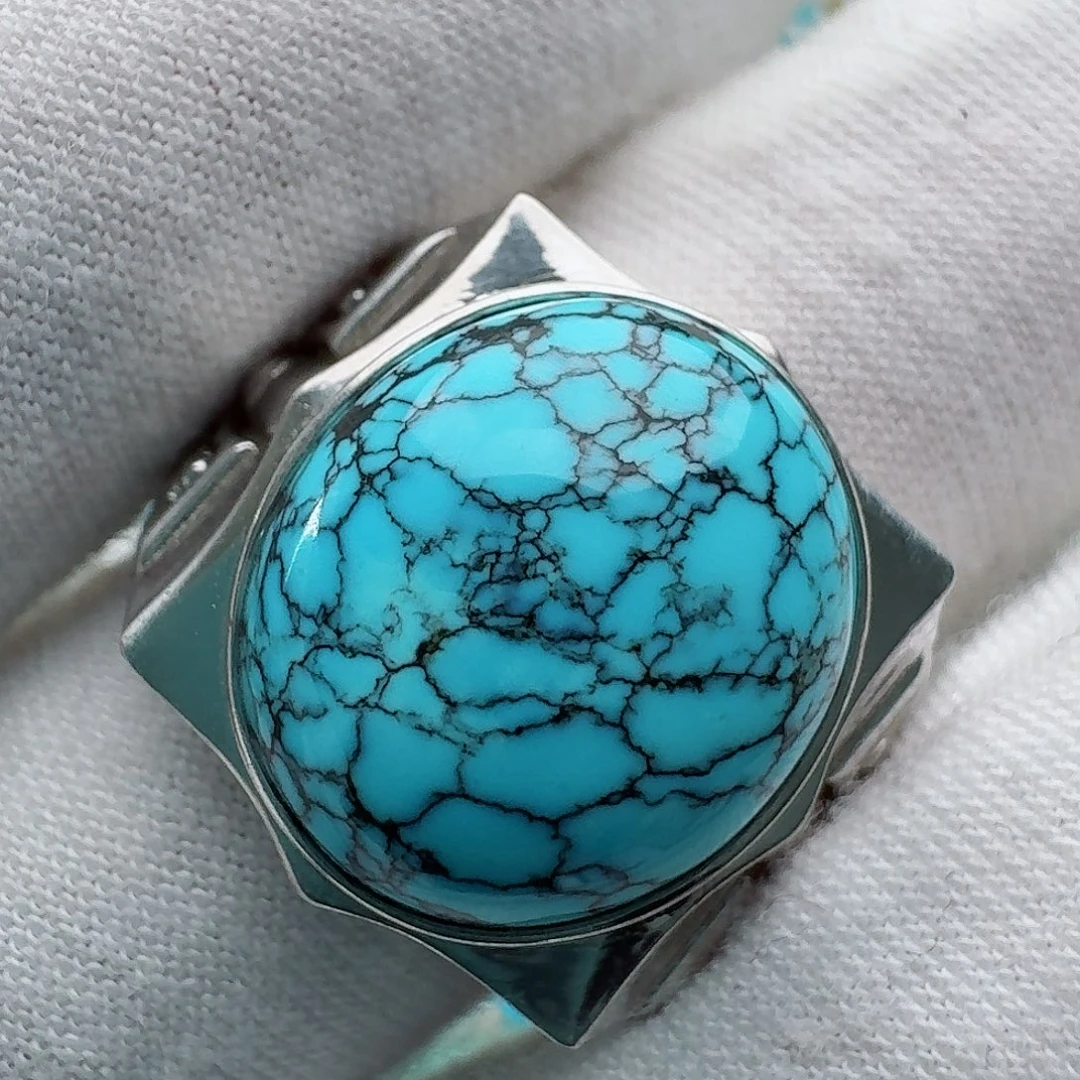 绿松石银S925镶嵌戒指