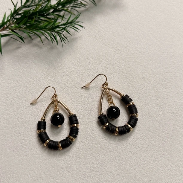 铜合金树脂耳饰 复古宫廷风串珠耳环bp2077