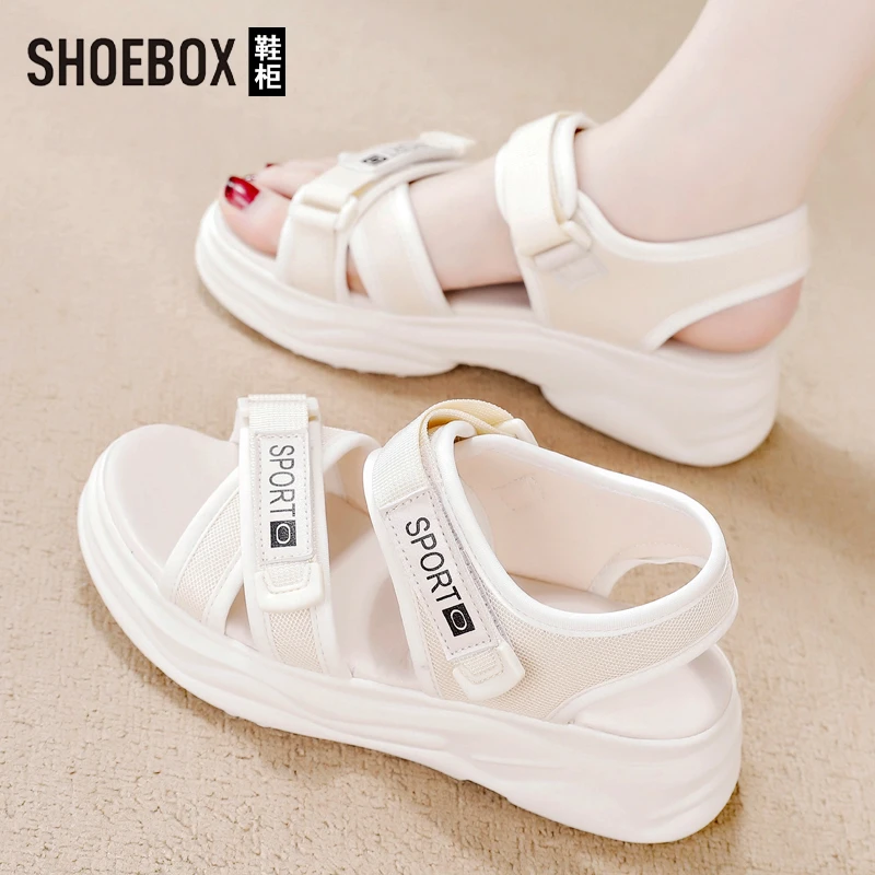 SHOEBOX鞋柜凉鞋女上班不累脚2023夏季新款轻便软底防滑凉鞋女