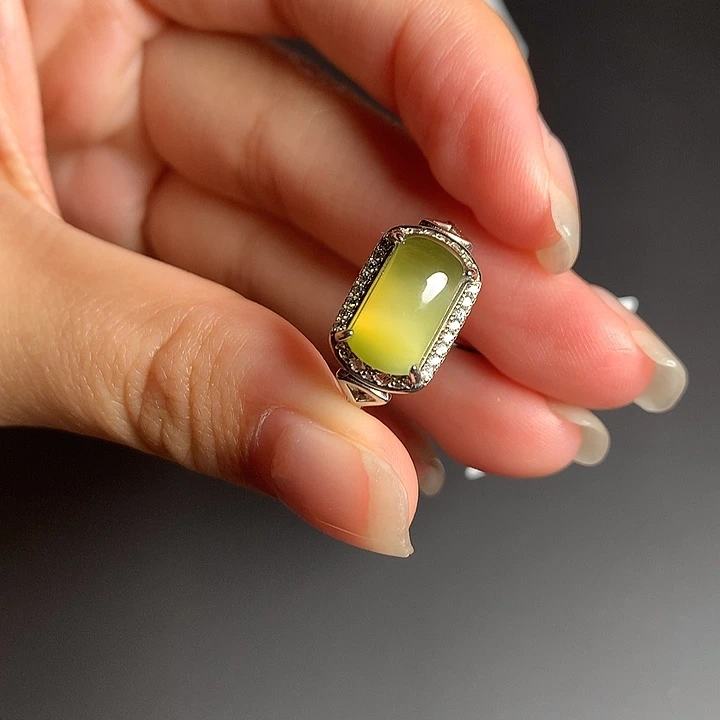 和田玉银S925镶嵌戒指