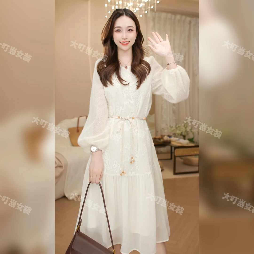 秋季新款《枫糖》 中长裙女装气质连衣裙春季秋季复古A字裙法式长裙
