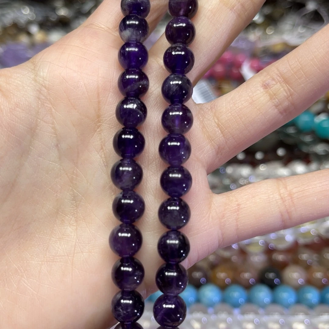 玛瑙/玉髓散珠天然乌拉圭紫水卡8➕长条38厘米