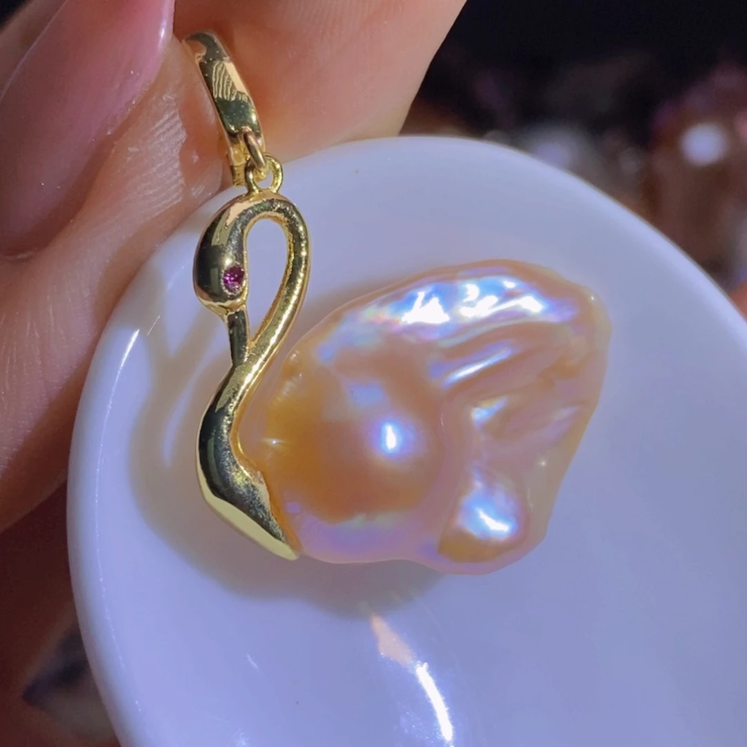 银S925镶嵌淡水珍珠天然淡水珍珠