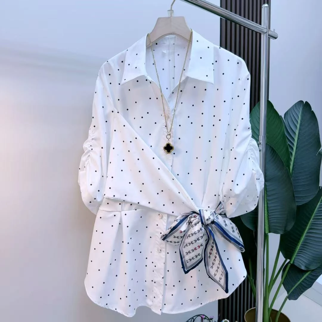 胖mm时尚气质显瘦遮肉减龄百搭819收腰显瘦韩版波点夏季半袖