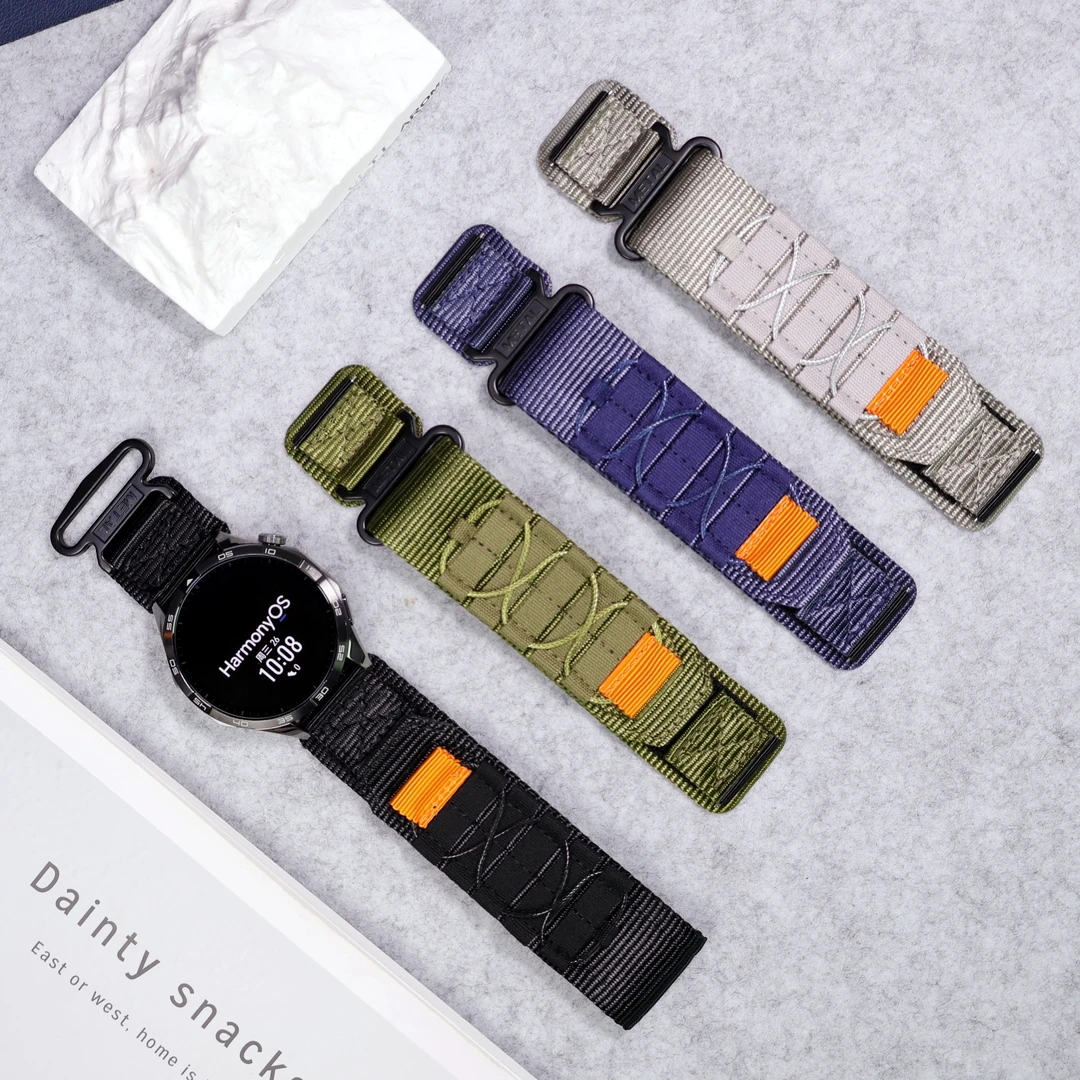 适用华为GT6/ProGT4高山野径回环2/3魔术贴尼龙帆布Watch5手表带