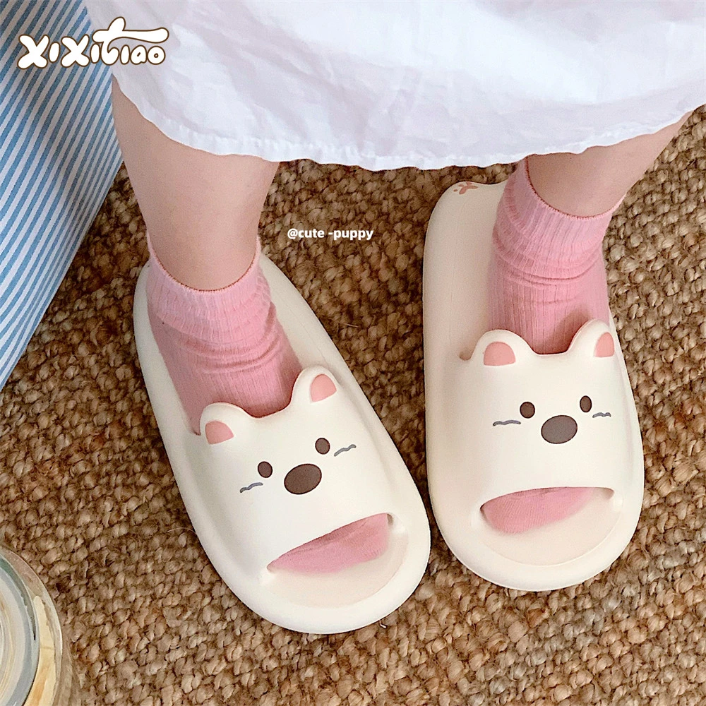细细条 少女心软萌可爱小狗狗室内防滑EVA凉拖鞋女夏季新款一字拖