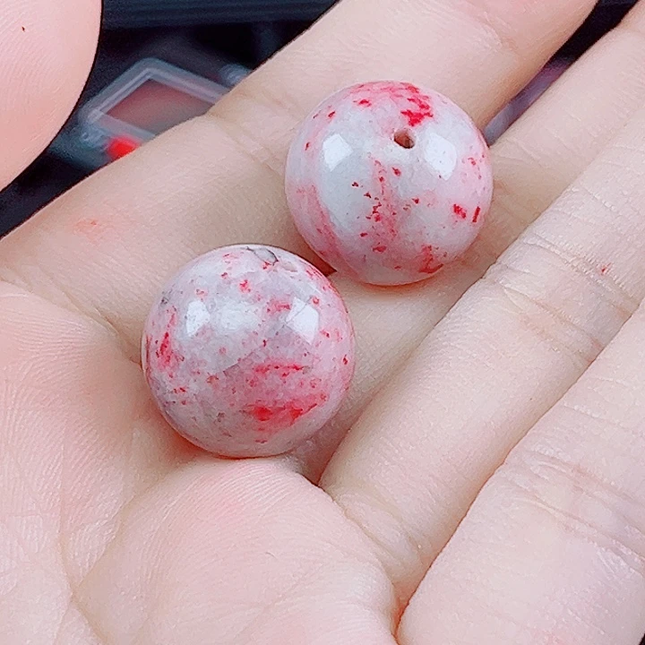 天然辰砂原石圆珠