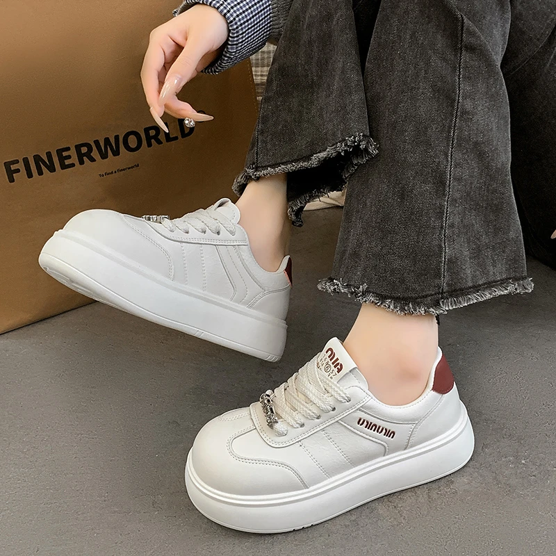 丑萌厚底大头小白鞋女2025春季新款小个子增高百搭学生休闲运动鞋