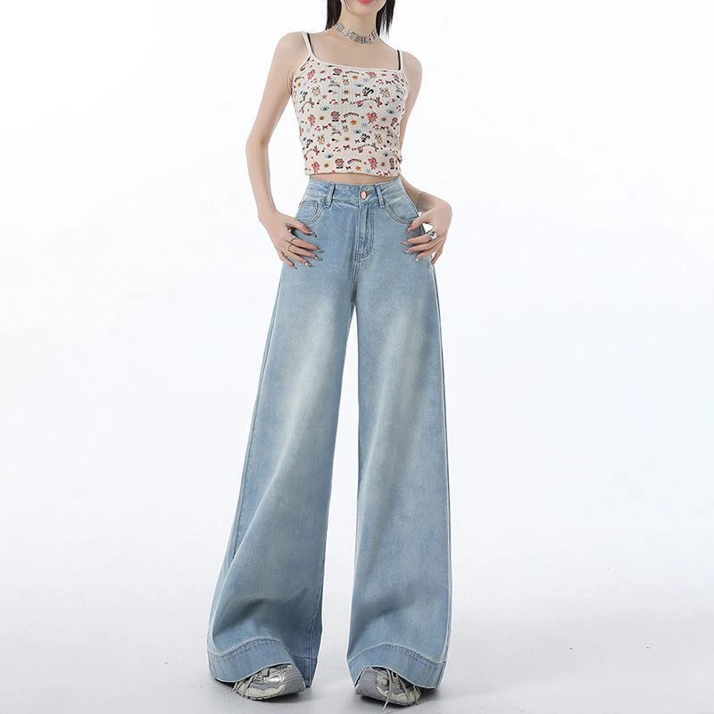 【孤品】2025春夏女装孤品牛仔裤阔腿喇叭奶奶裤偶有瑕疵，介意慎拍