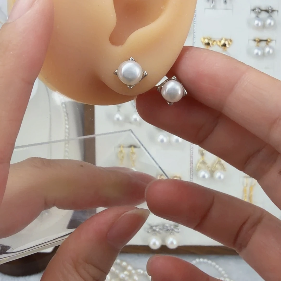 耳饰合金淡水珍珠